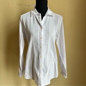 Zoey Cotton Eyelet Long Sleeve Shirt by Foxcroft